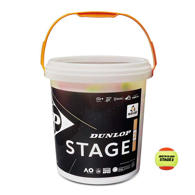 Dunlop Stage 2 (50% lower) Tennis Balls (Bucket of 6)